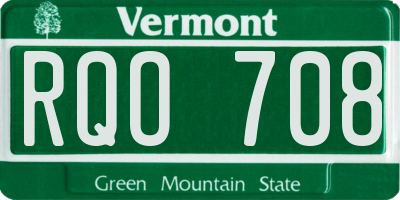 VT license plate RQO708