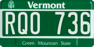 VT license plate RQO736