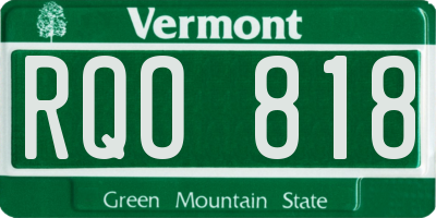 VT license plate RQO818