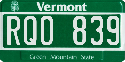 VT license plate RQO839
