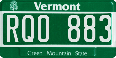 VT license plate RQO883