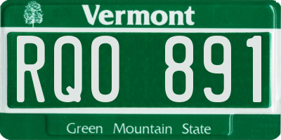 VT license plate RQO891