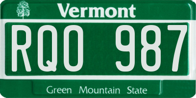 VT license plate RQO987