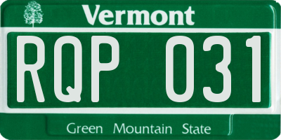 VT license plate RQP031