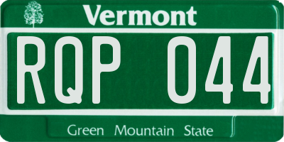 VT license plate RQP044