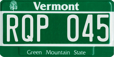 VT license plate RQP045