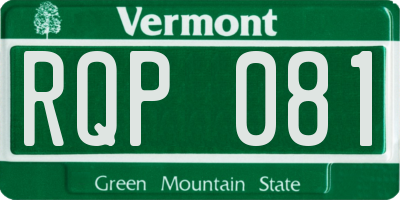 VT license plate RQP081