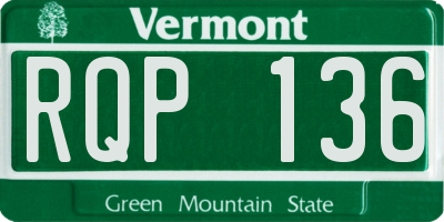 VT license plate RQP136