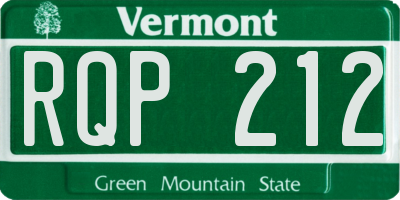 VT license plate RQP212