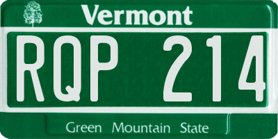 VT license plate RQP214