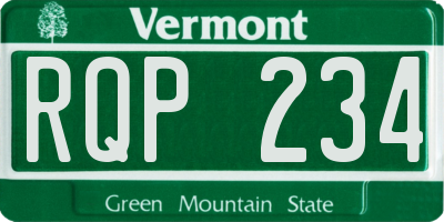 VT license plate RQP234