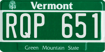 VT license plate RQP651