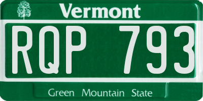 VT license plate RQP793