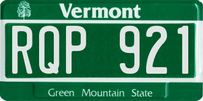 VT license plate RQP921
