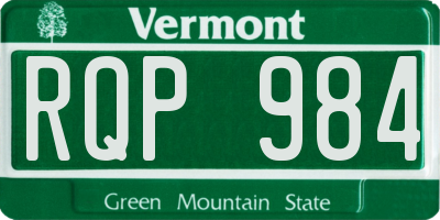 VT license plate RQP984