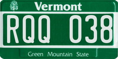VT license plate RQQ038