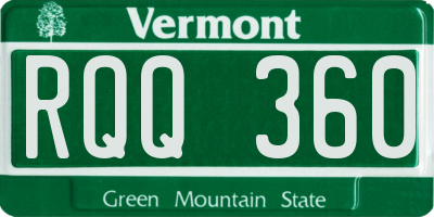 VT license plate RQQ360