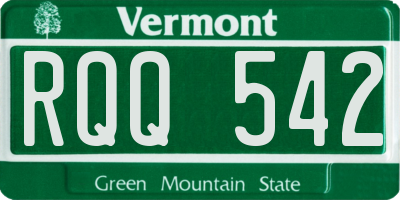 VT license plate RQQ542