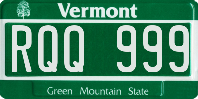 VT license plate RQQ999
