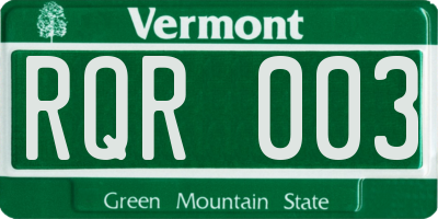 VT license plate RQR003
