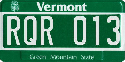 VT license plate RQR013