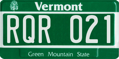 VT license plate RQR021