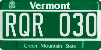 VT license plate RQR030