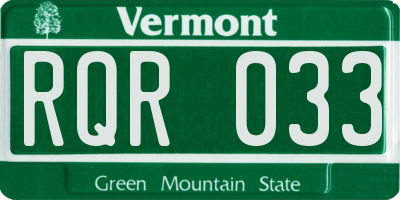 VT license plate RQR033