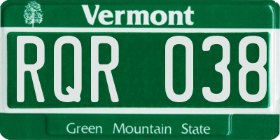 VT license plate RQR038