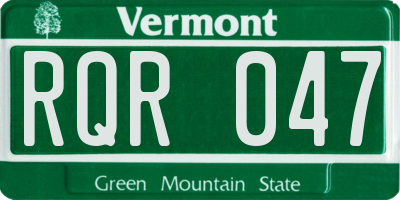 VT license plate RQR047