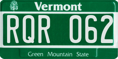 VT license plate RQR062