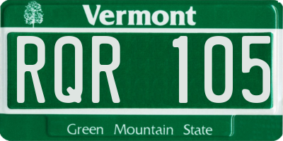 VT license plate RQR105