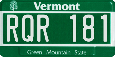 VT license plate RQR181