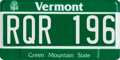 VT license plate RQR196