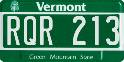 VT license plate RQR213