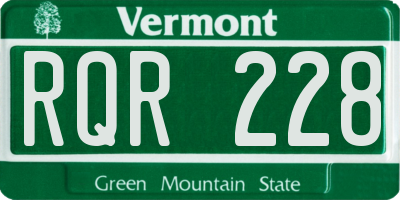 VT license plate RQR228
