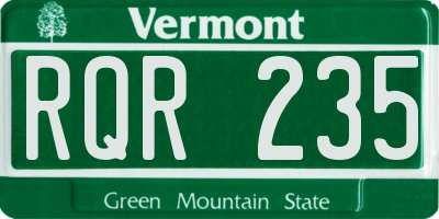 VT license plate RQR235