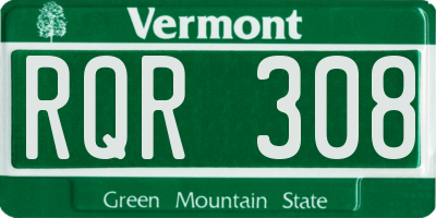 VT license plate RQR308