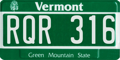 VT license plate RQR316
