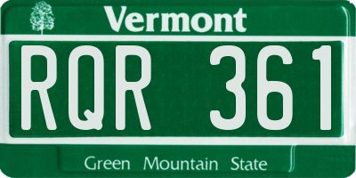 VT license plate RQR361