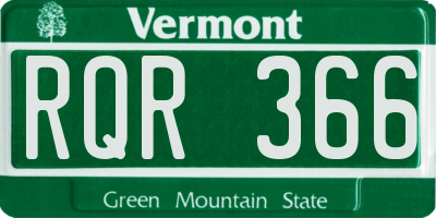 VT license plate RQR366