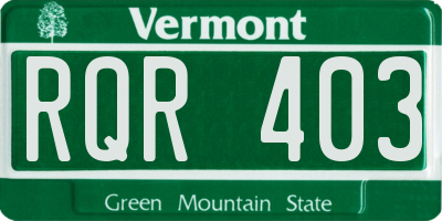 VT license plate RQR403