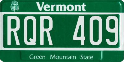 VT license plate RQR409