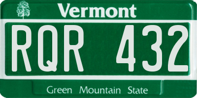 VT license plate RQR432