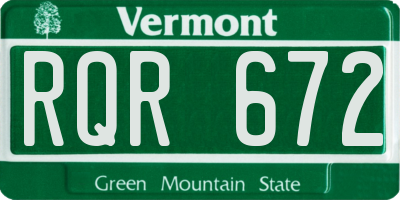 VT license plate RQR672