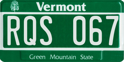 VT license plate RQS067