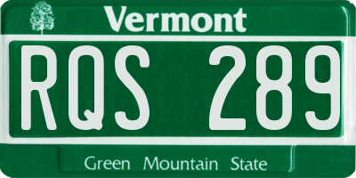 VT license plate RQS289