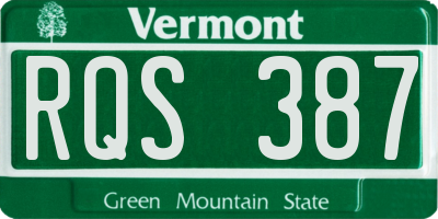 VT license plate RQS387