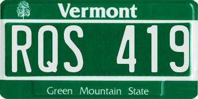 VT license plate RQS419