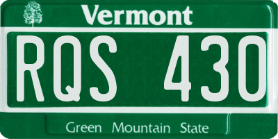 VT license plate RQS430